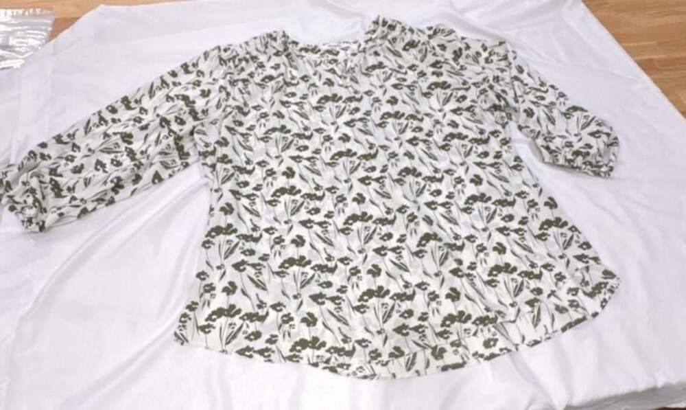 Monday Fun Floral 3/4 Sleeve Blouse Top Women's 1X Green White FD88267P-7